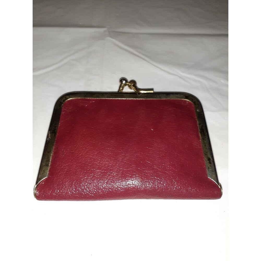 Vintage Sewing Kit Maroon With Gold Trim Case Purse Kiss Lock  Sewing Tools -